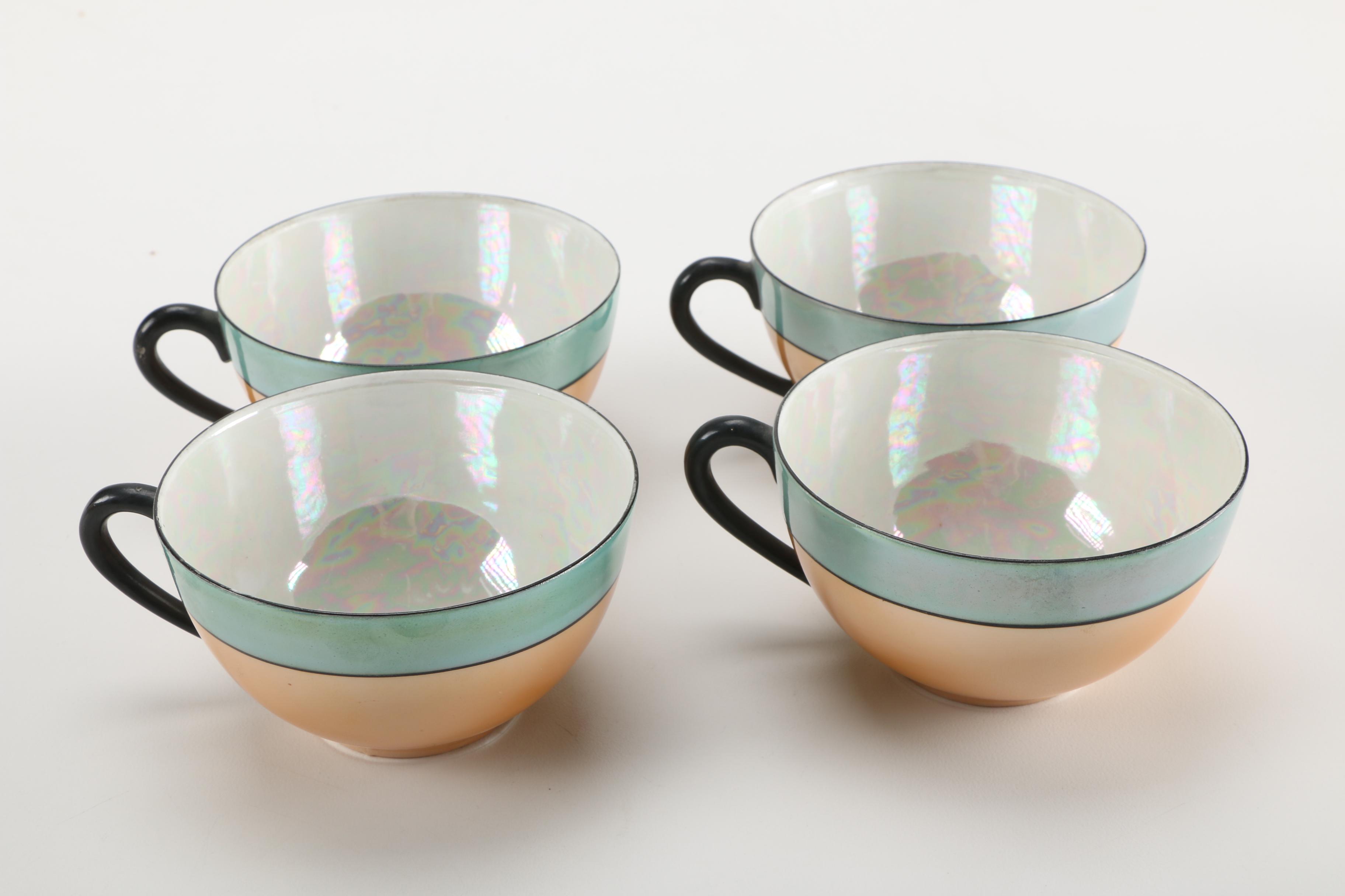 Meito Blue and Orange Lusterware China Set