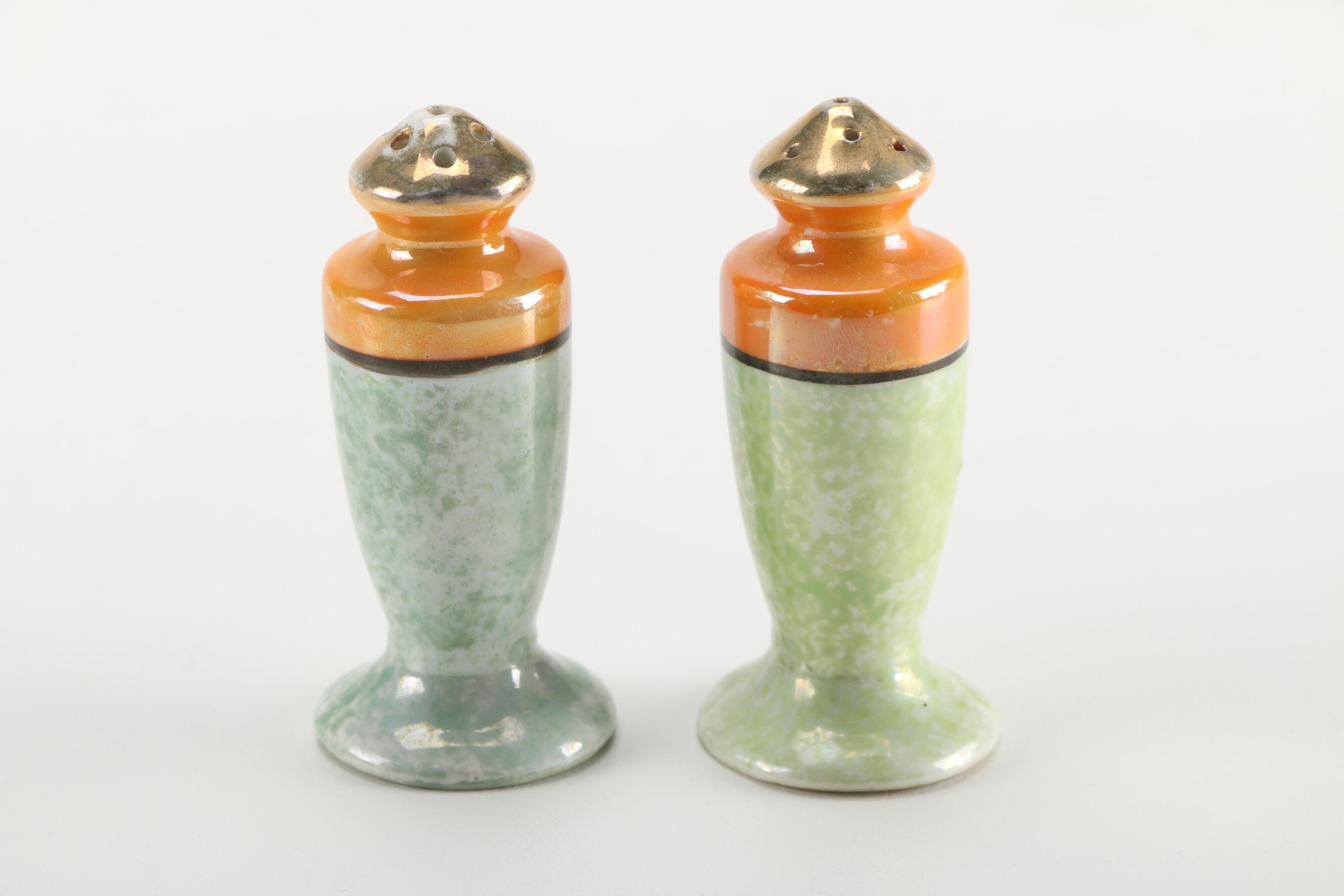 Meito Blue and Orange Lusterware China Set