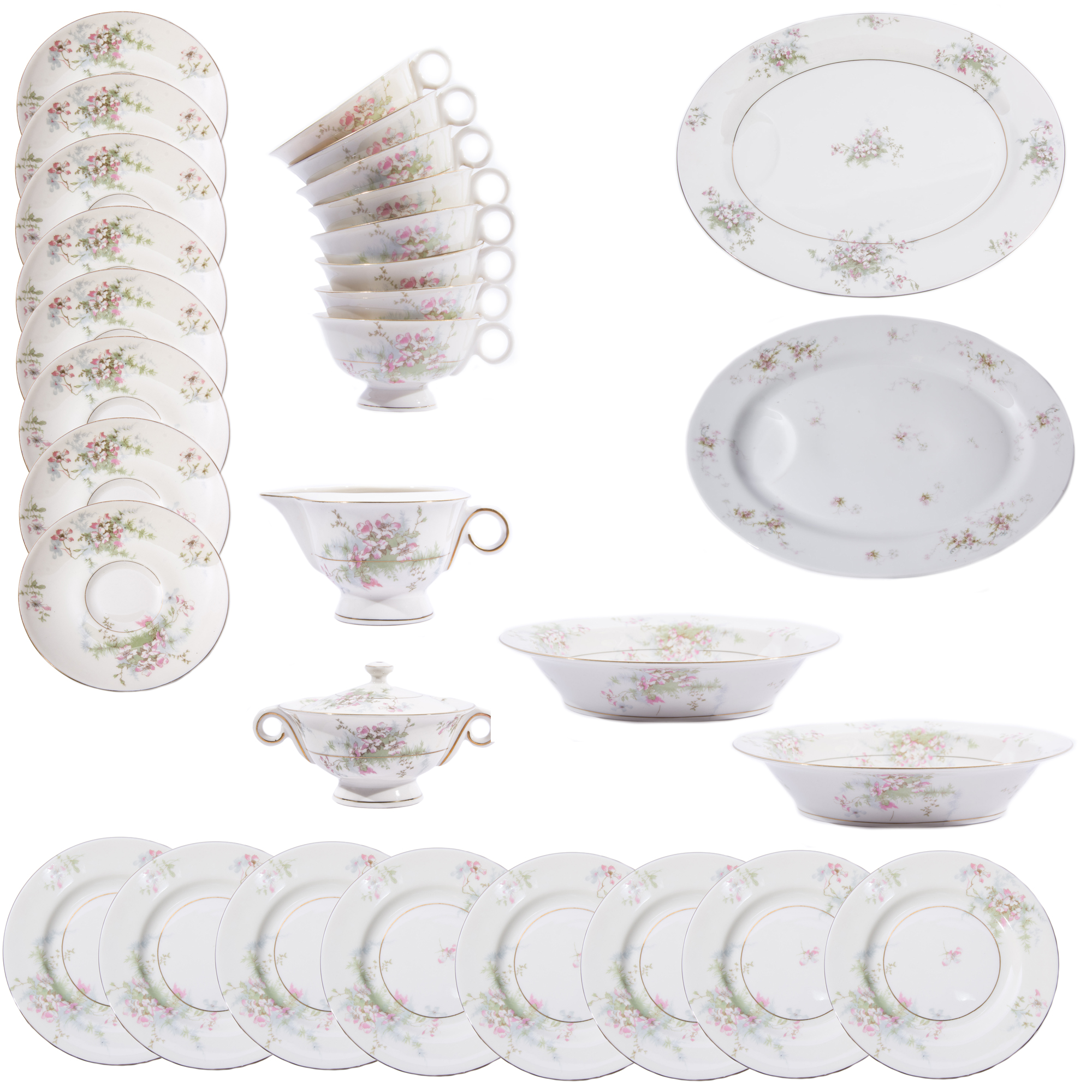 Set of Haviland China in "Apple Blossom" Pattern