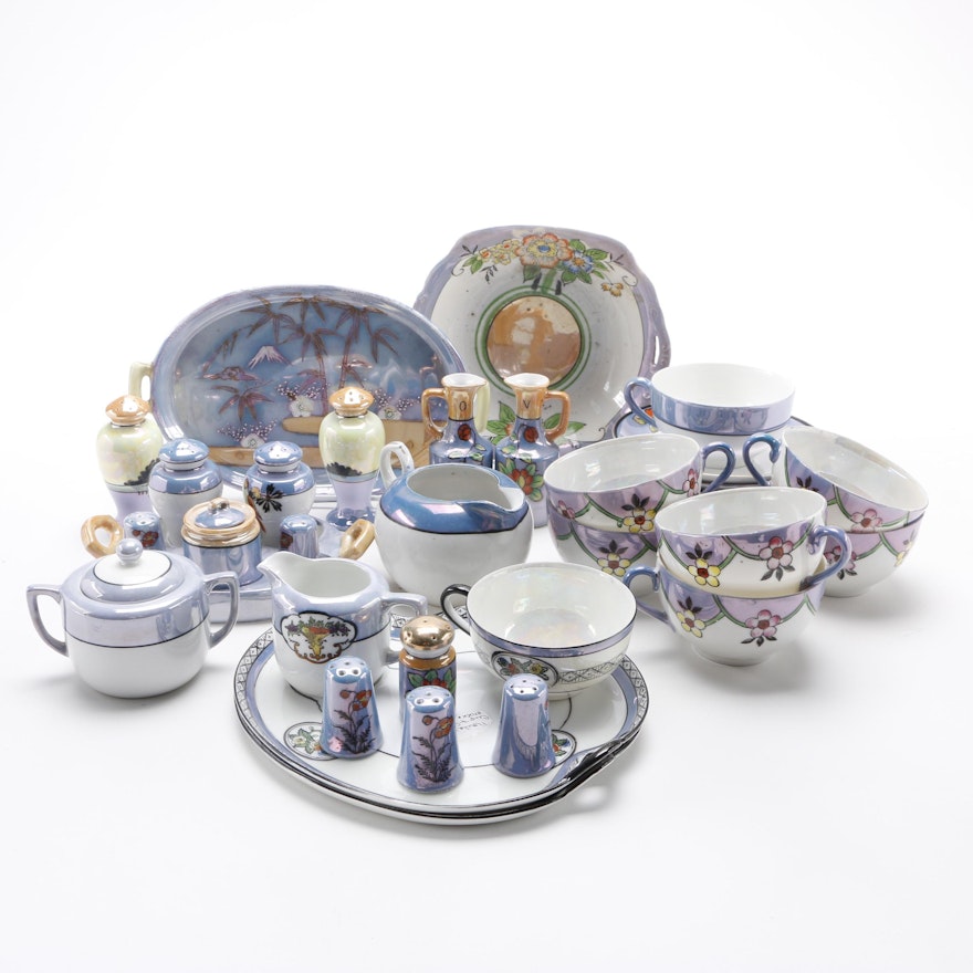 Assorted Purple Lusterware Porcelain and China Featuring Noritake