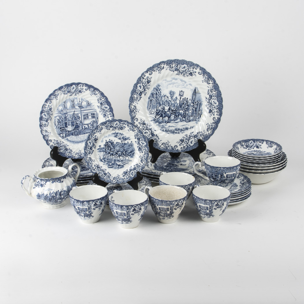 Johnson Brotherss Ironstone China Set in "Coaching Scenes" Pattern