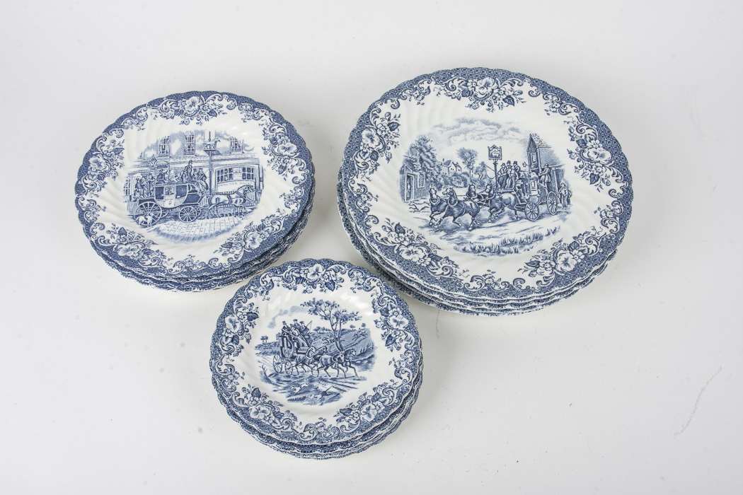 Johnson Brotherss Ironstone China Set in "Coaching Scenes" Pattern