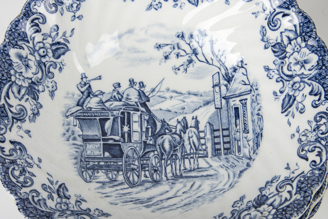 Johnson Brotherss Ironstone China Set in "Coaching Scenes" Pattern