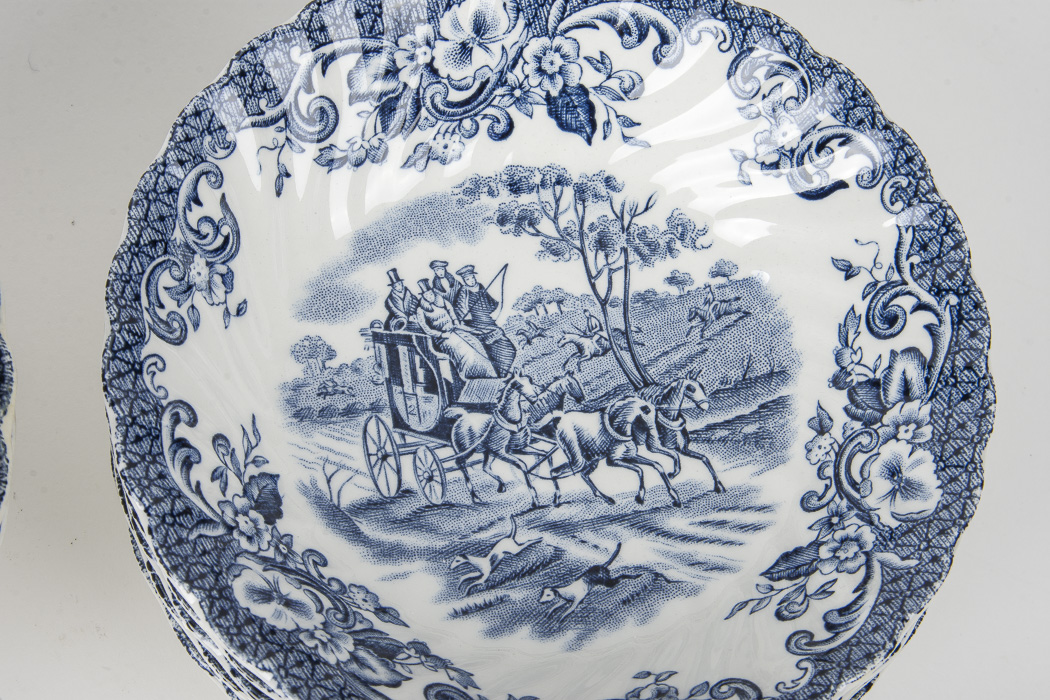 Johnson Brotherss Ironstone China Set in "Coaching Scenes" Pattern