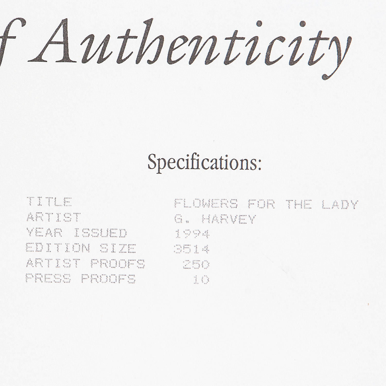 Framed Print "Flowers for the Lady" by G. Harvey