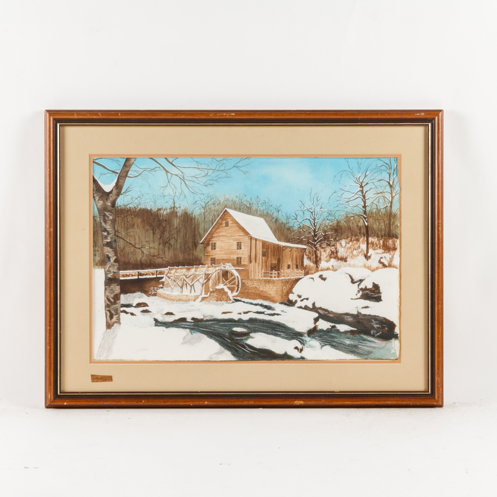 Rita Ford Jones Watercolor Winter Landscape