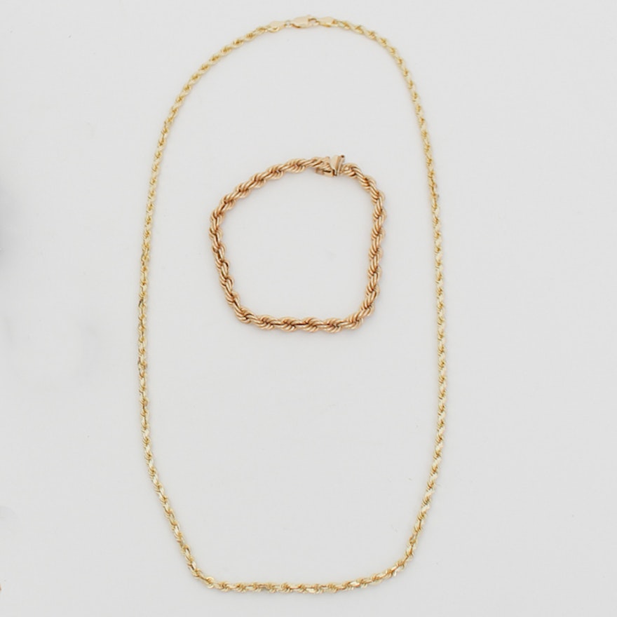 14K Gold Necklace and Bracelet