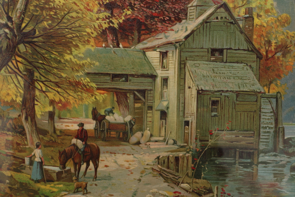 Vintage Framed Chromolithograph "Catskills in Autumn"