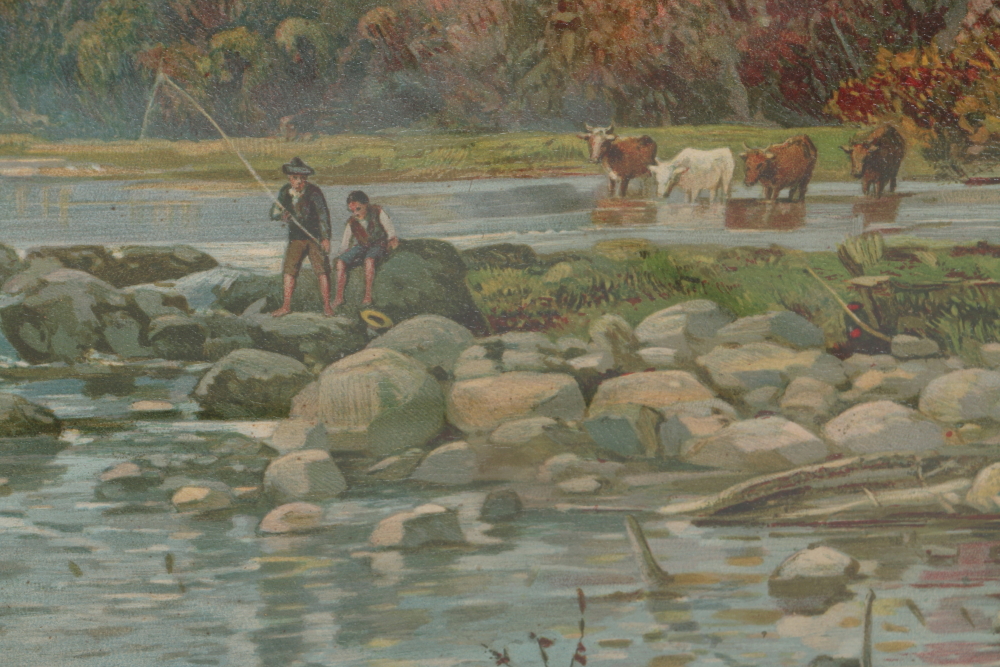 Vintage Framed Chromolithograph "Catskills in Autumn"