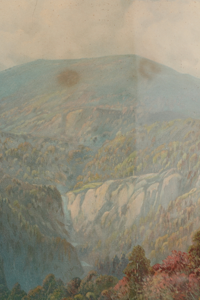 Vintage Framed Chromolithograph "Catskills in Autumn"