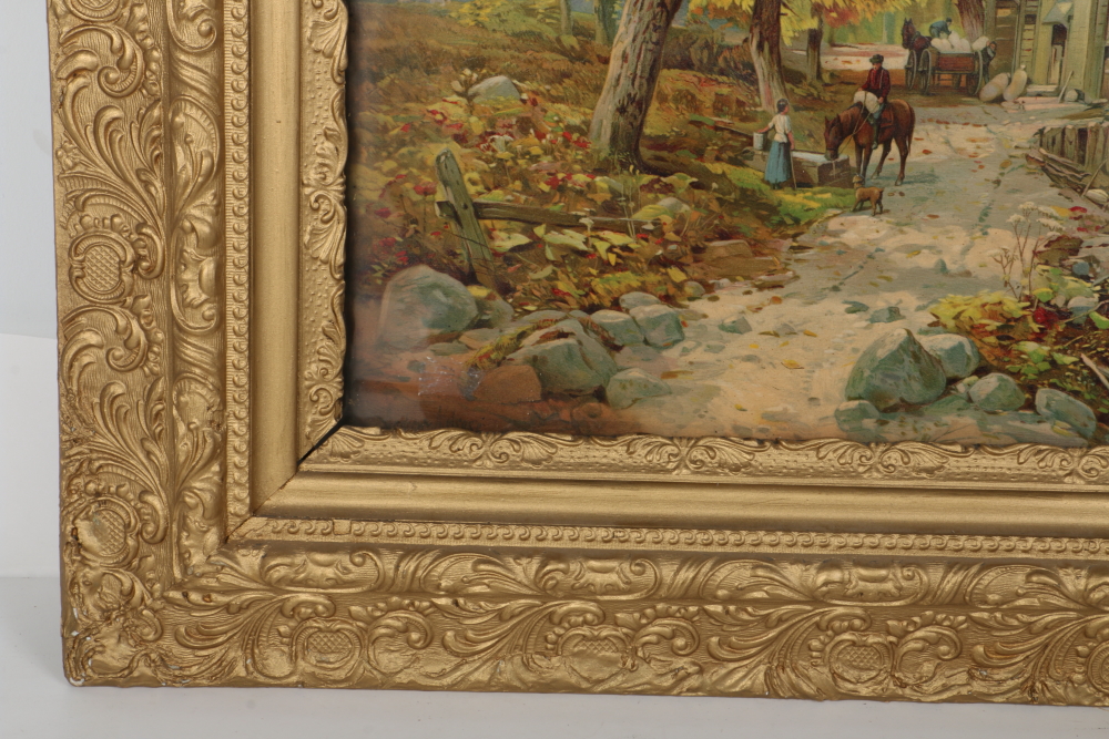 Vintage Framed Chromolithograph "Catskills in Autumn"