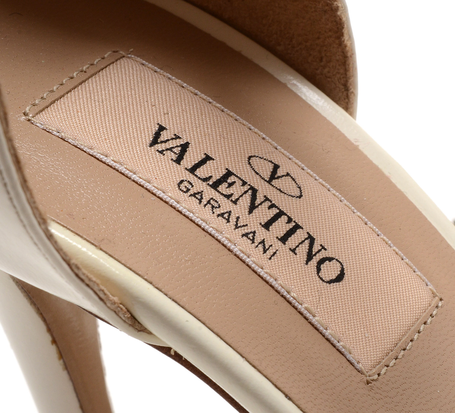 Valentino Garavani Ivory Leather Studded Open Toe Dress Sandals with Stiletto Heel