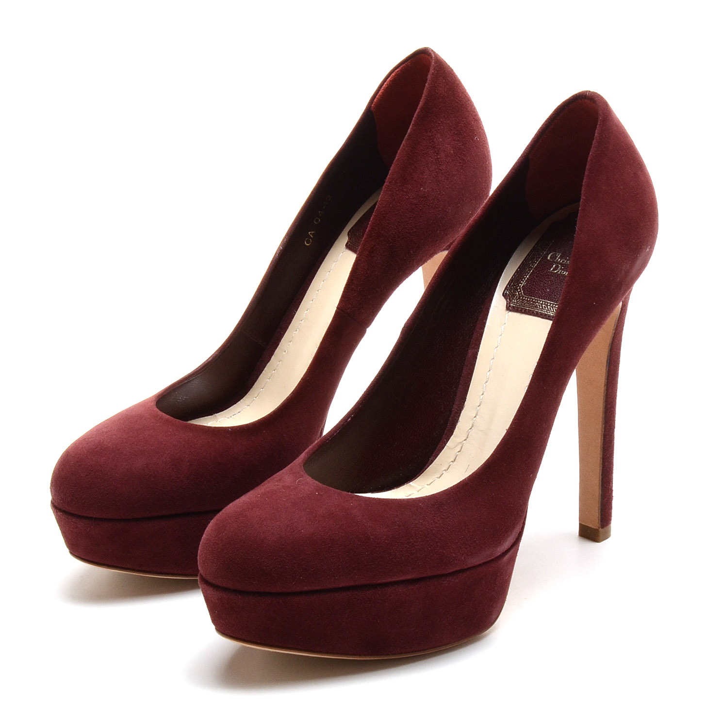 Christian Dior Cabernet Suede Leather Platform Dress Pumps