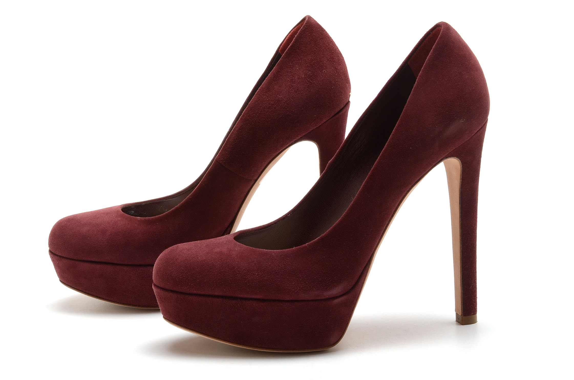 Christian Dior Cabernet Suede Leather Platform Dress Pumps
