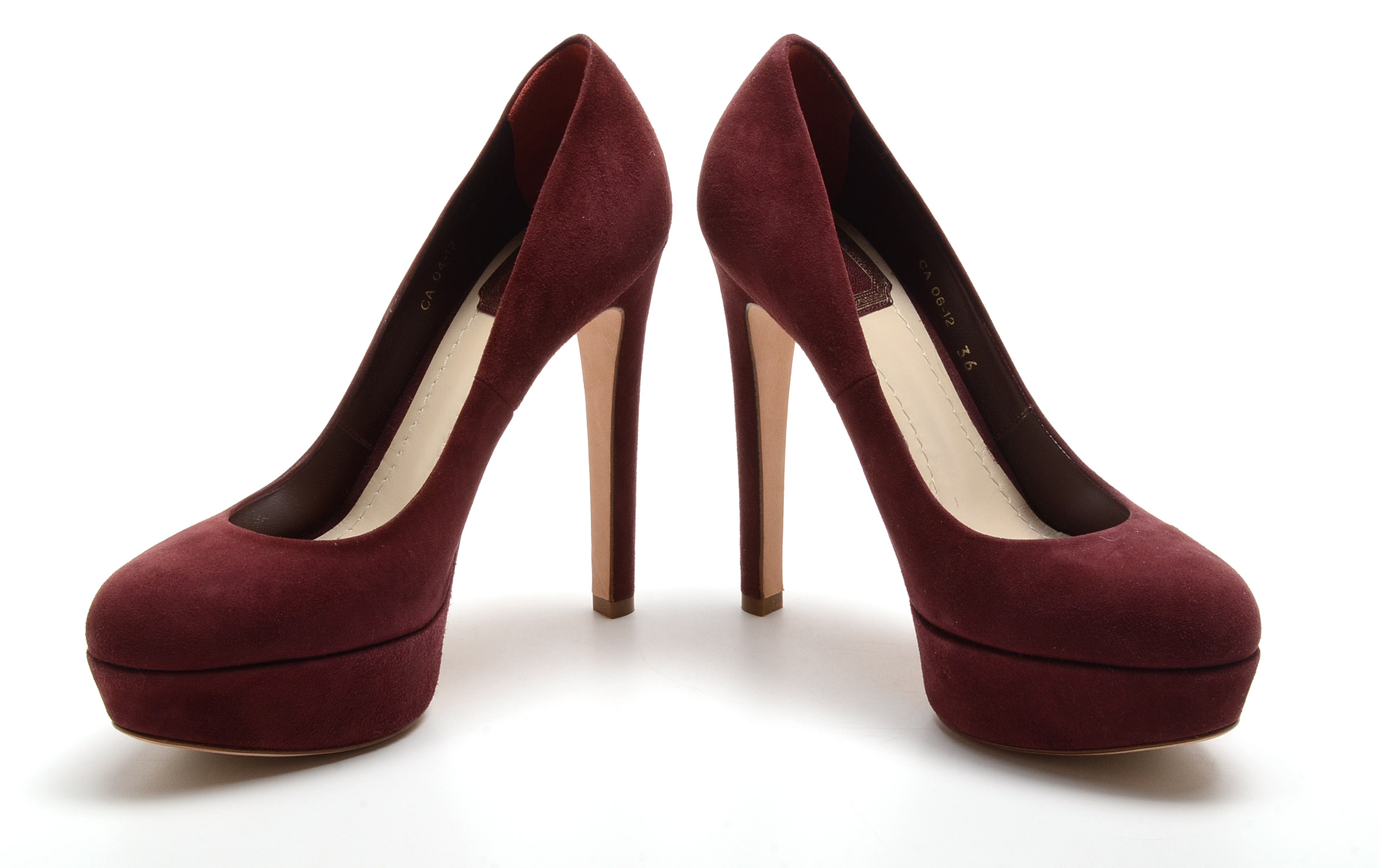 Christian Dior Cabernet Suede Leather Platform Dress Pumps