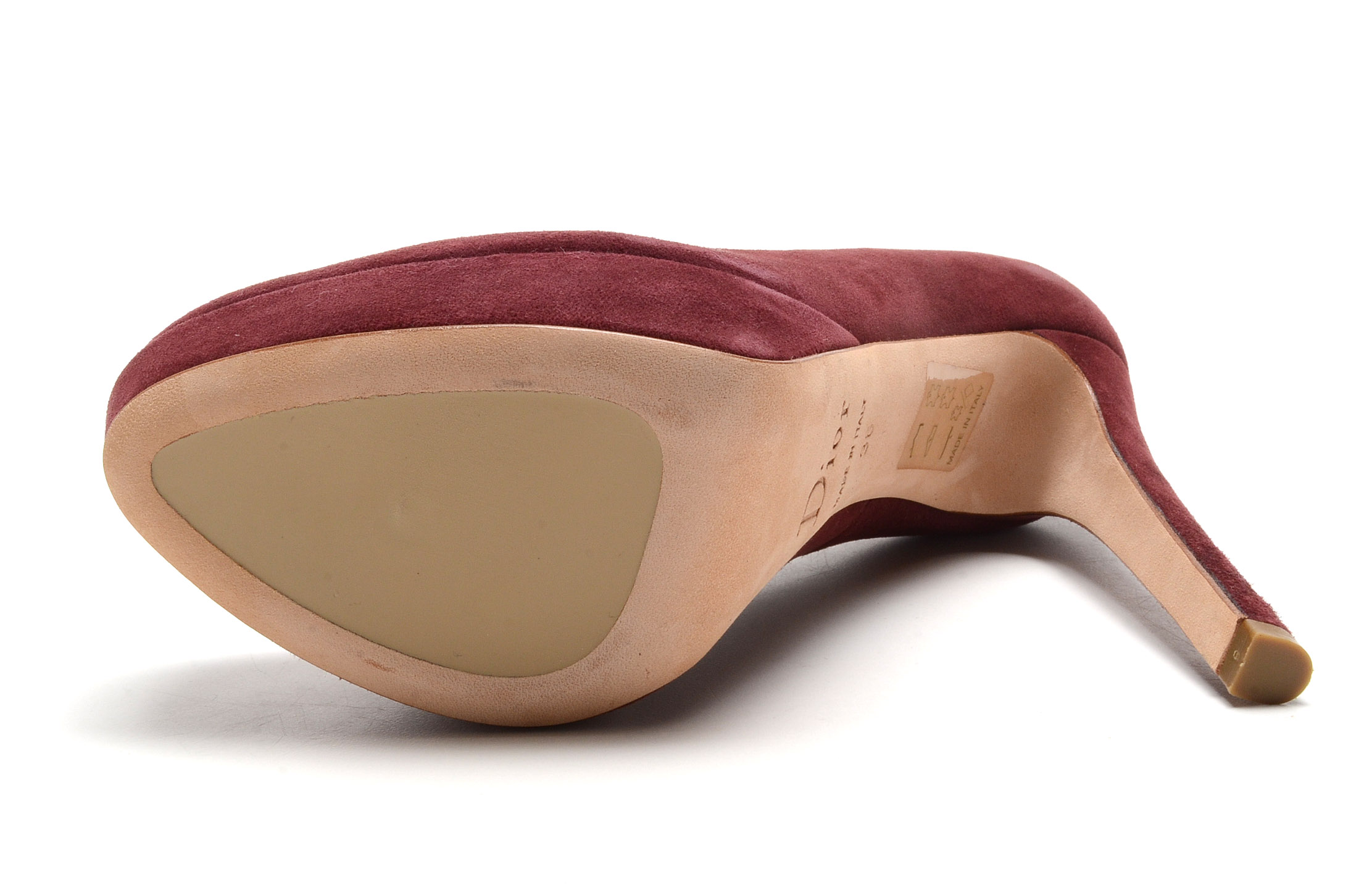 Christian Dior Cabernet Suede Leather Platform Dress Pumps