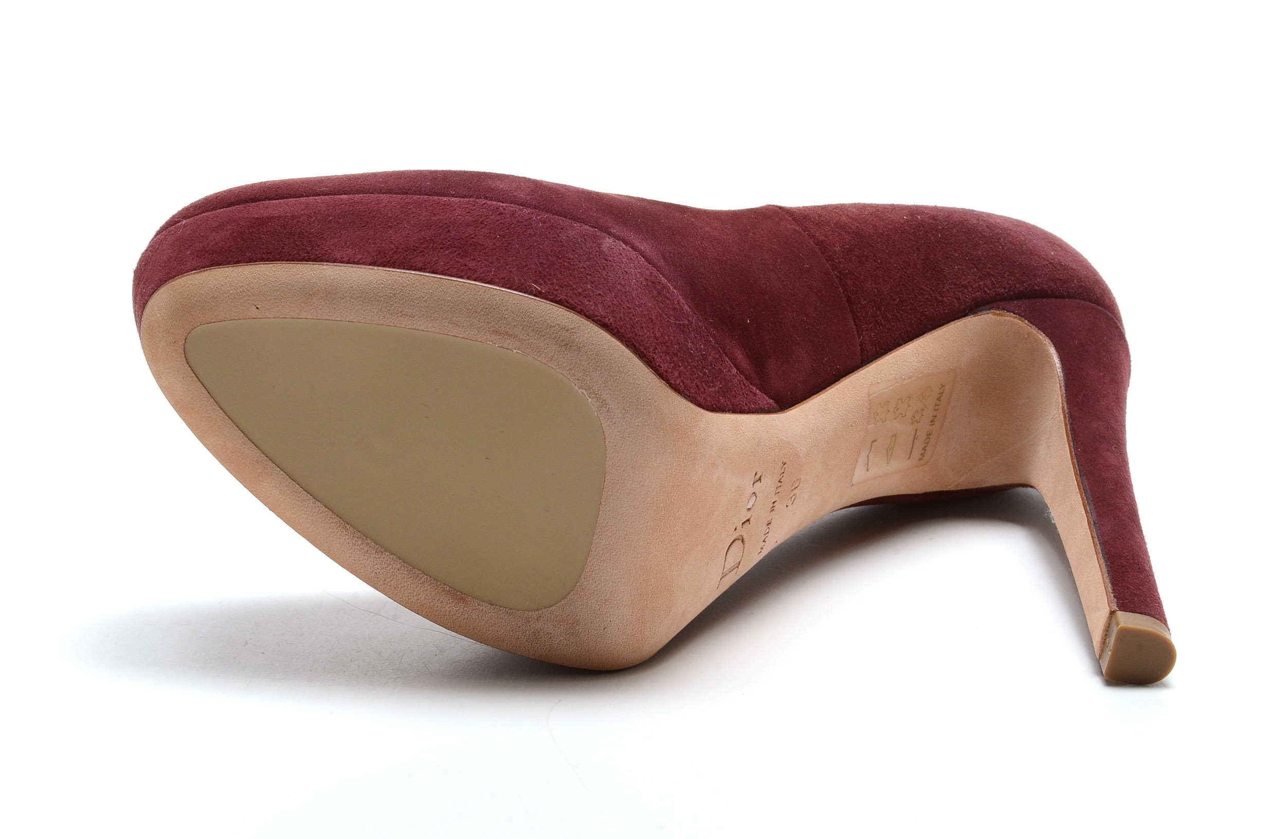 Christian Dior Cabernet Suede Leather Platform Dress Pumps