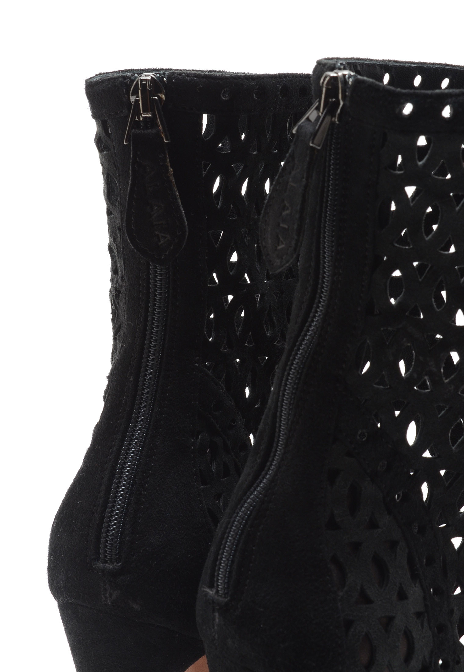 Alaïa of Paris Cut Out Black Suede Leather Peep Toe Booties