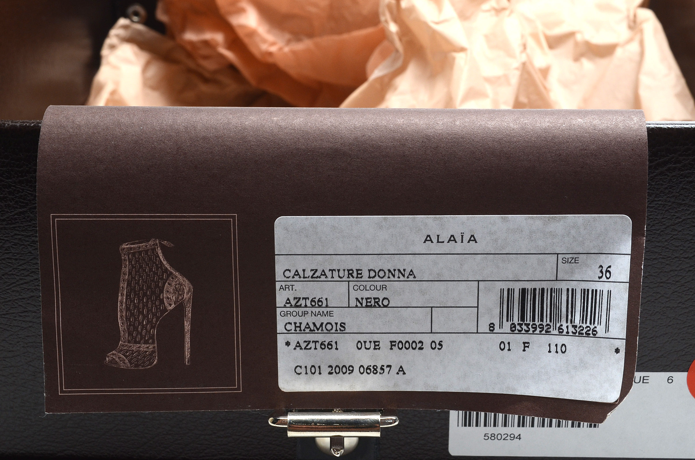 Alaïa of Paris Cut Out Black Suede Leather Peep Toe Booties