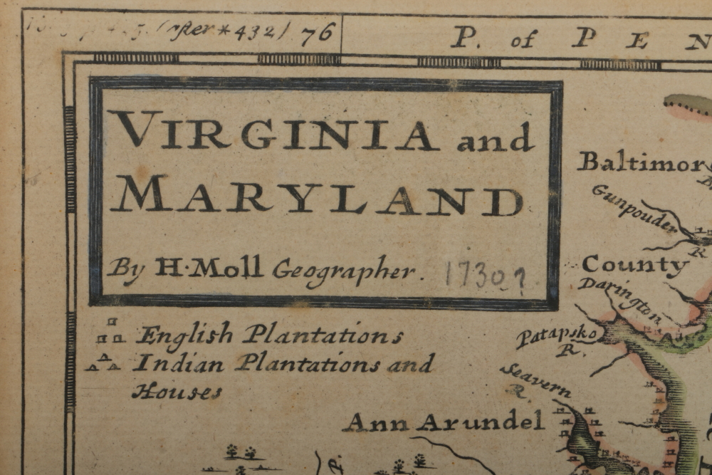 Herman Moll Hand-Colored Engraving of a Map