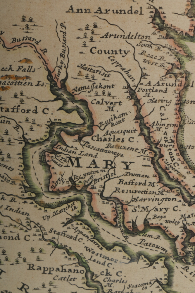 Herman Moll Hand-Colored Engraving of a Map