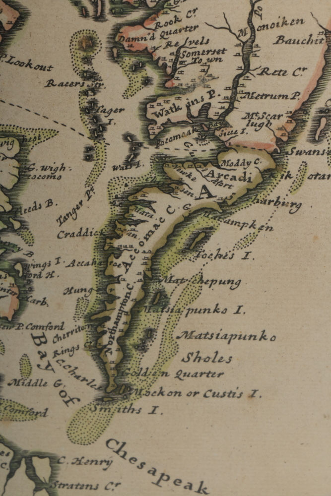 Herman Moll Hand-Colored Engraving of a Map