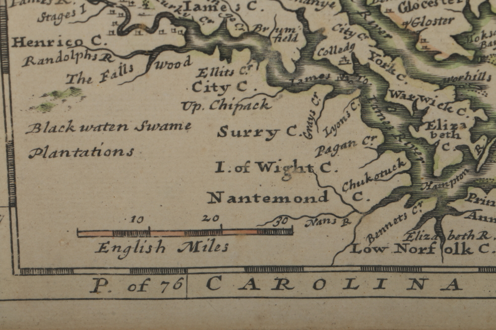 Herman Moll Hand-Colored Engraving of a Map