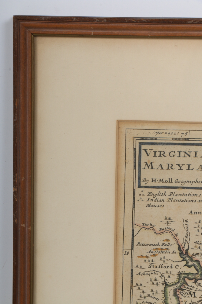 Herman Moll Hand-Colored Engraving of a Map