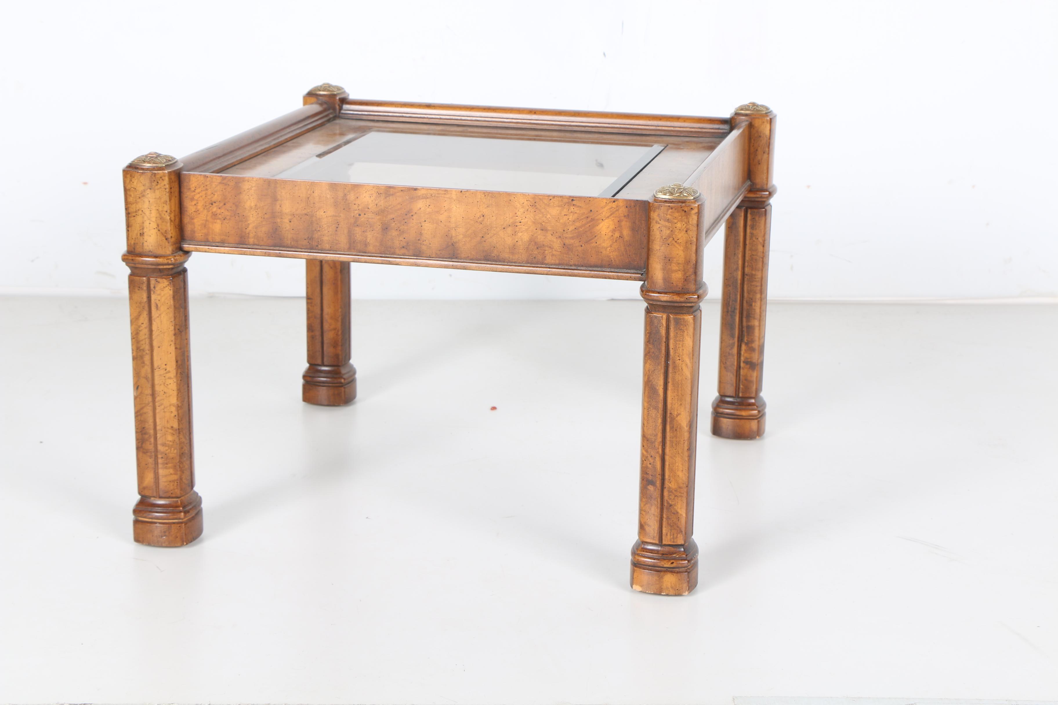 Mid Century Glass inlaid Side Table