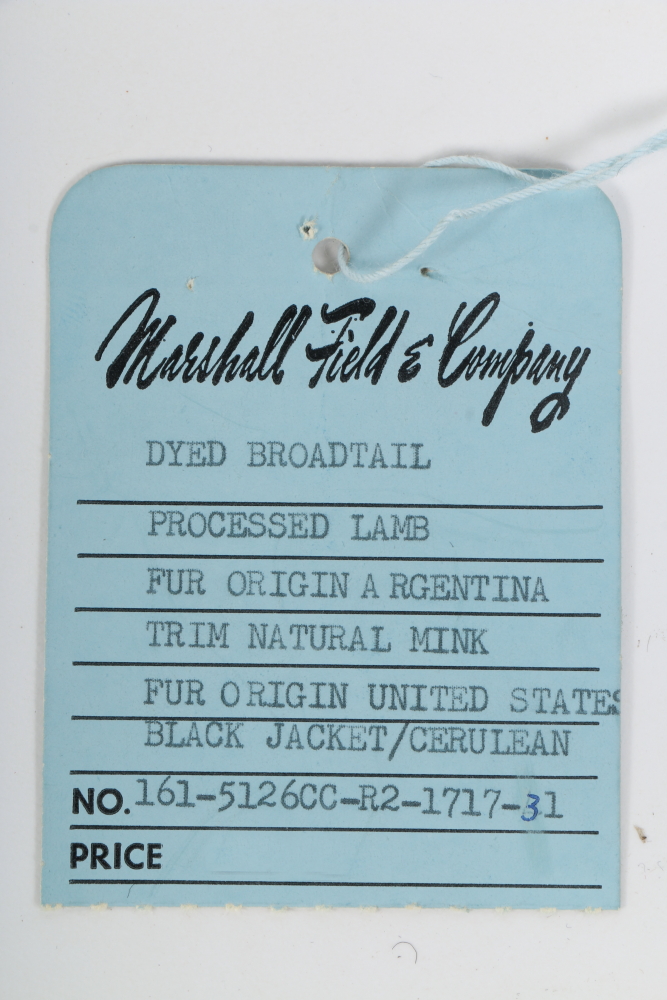 1970s Broadtail Lamb and Mink Fur Coat by Marshall Field & Company