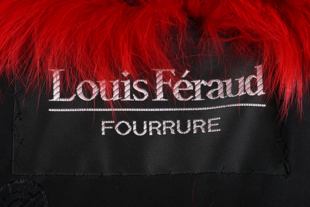 Louis Féraud Red Sheared Beaver Fur Coat With Fox Fur Trim