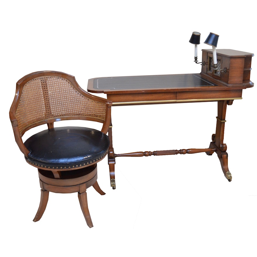 Mid-Century Regency Style Mahogany Cartonnier Desk