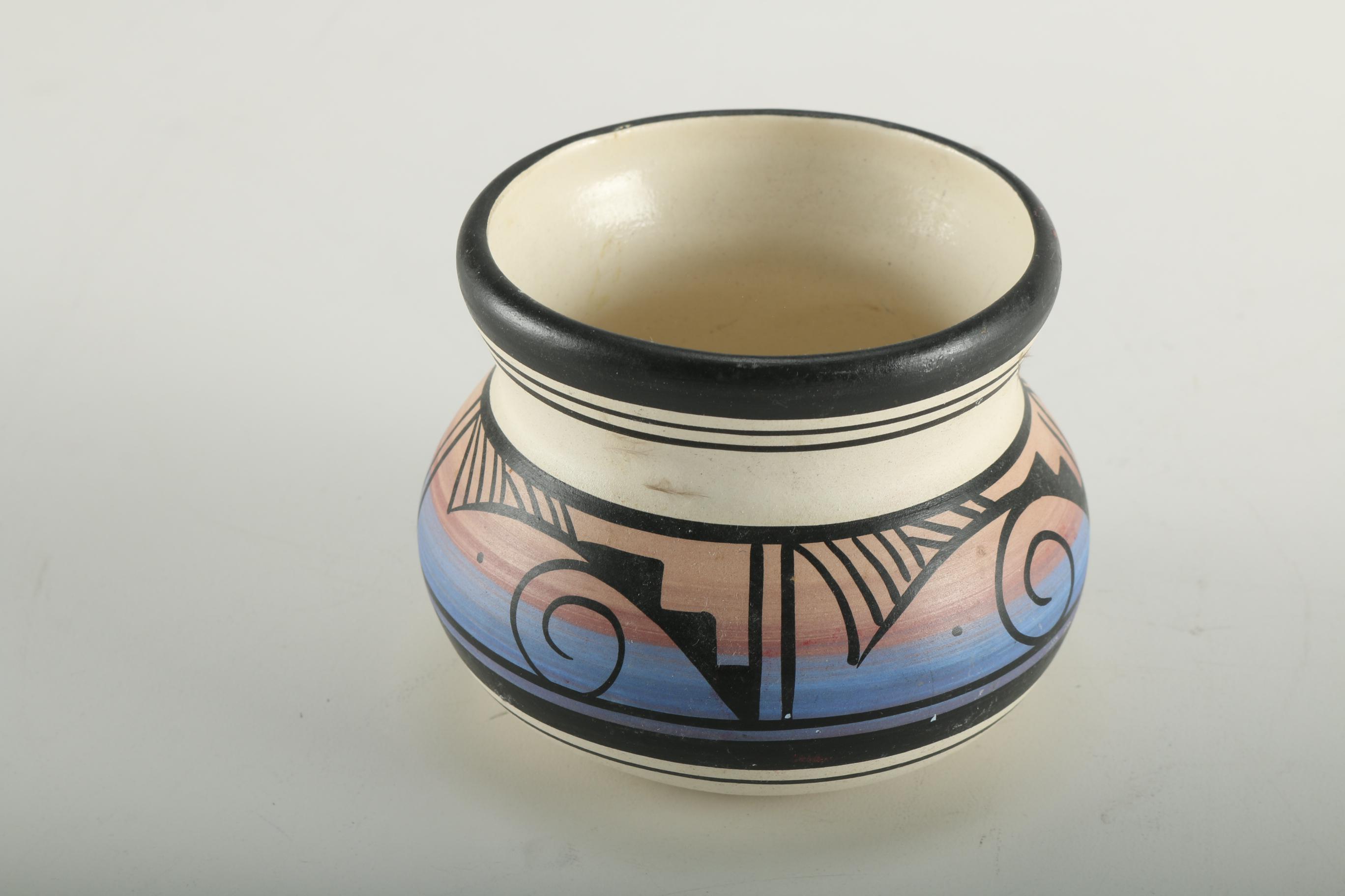 Signed Hand Built Adakai Pottery Navajo Clay Vessel