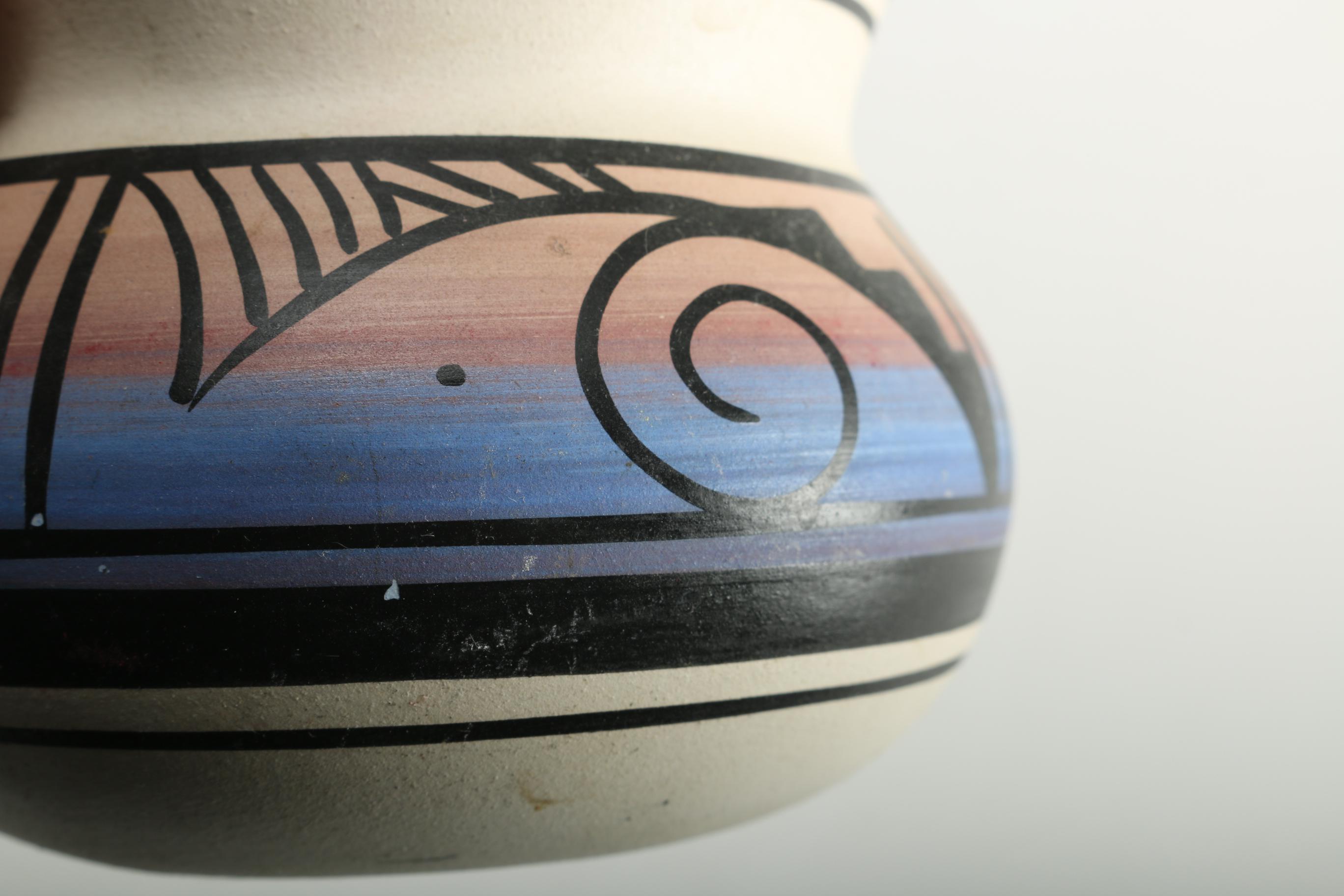 Signed Hand Built Adakai Pottery Navajo Clay Vessel