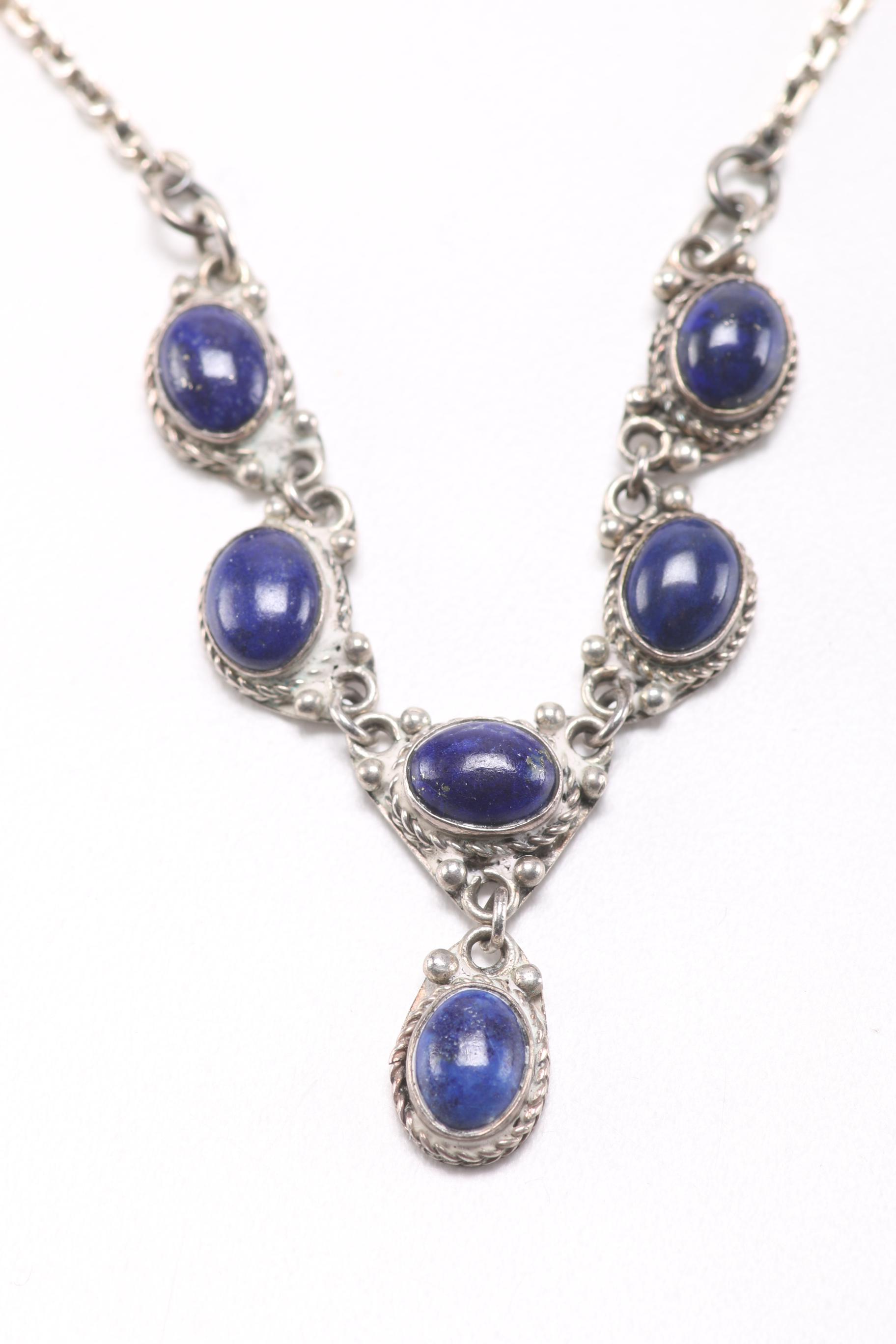 Sterling Silver,  Lapis and Glass Jewelry Selection