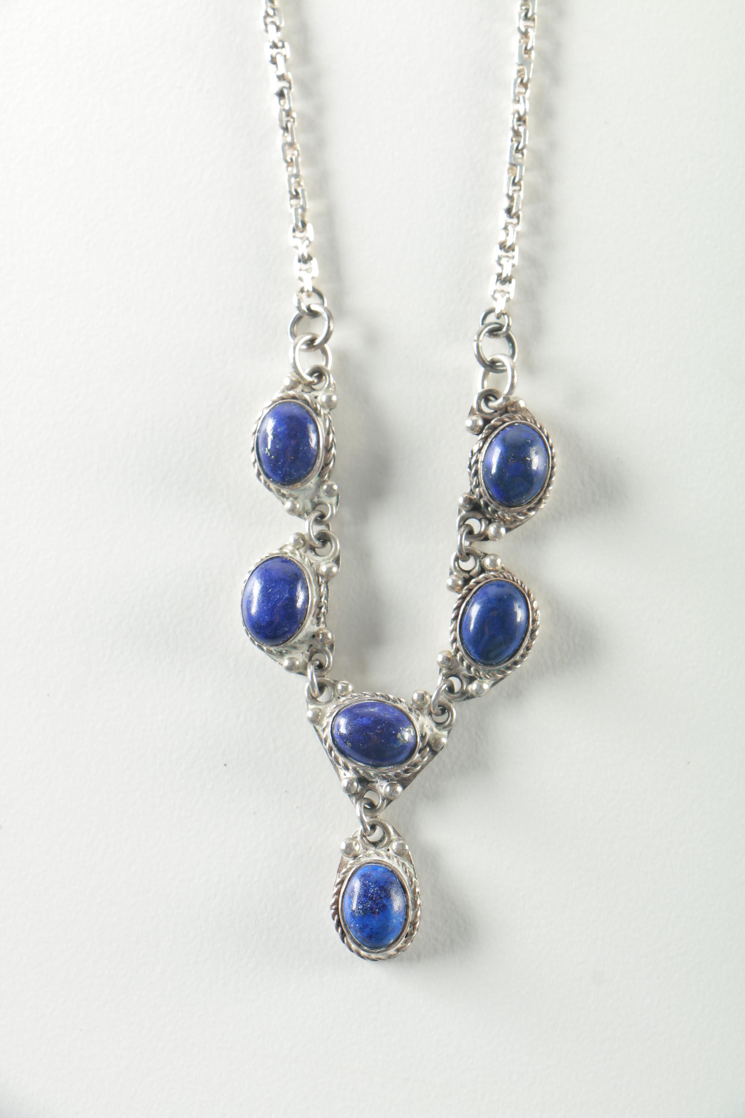 Sterling Silver,  Lapis and Glass Jewelry Selection