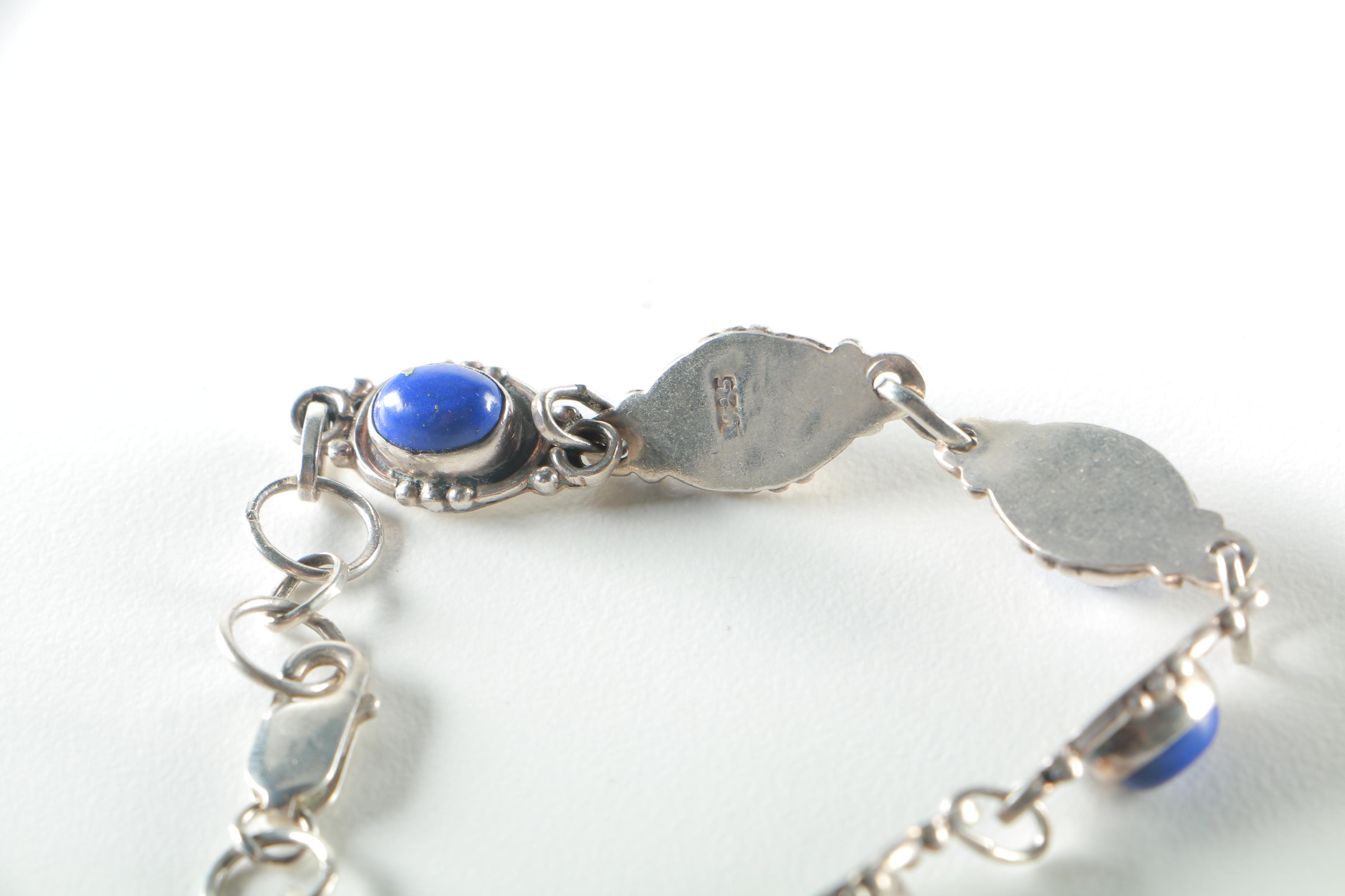 Sterling Silver,  Lapis and Glass Jewelry Selection