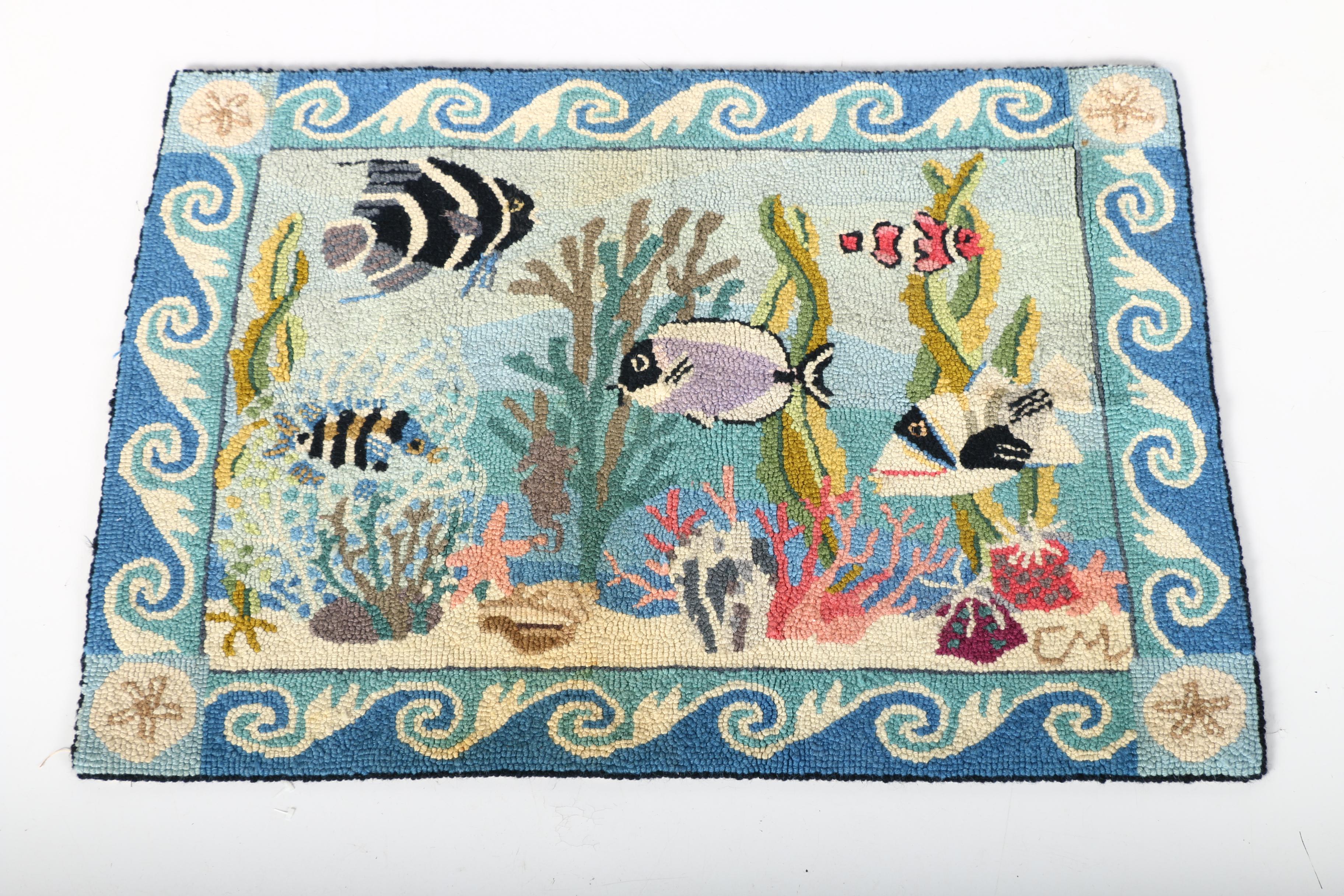 Pair of Claire Murray Hand Hooked Pictorial Rugs