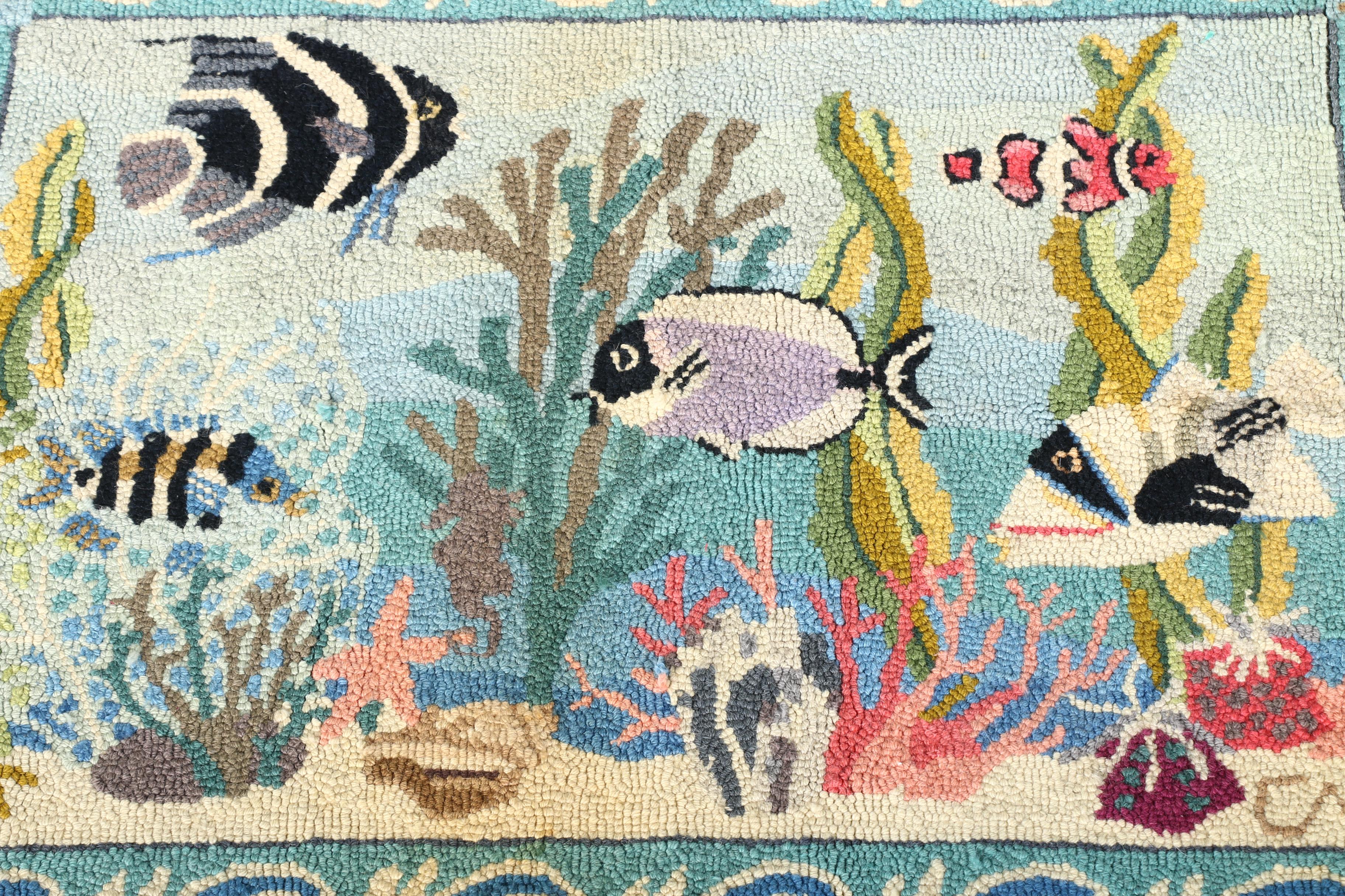 Pair of Claire Murray Hand Hooked Pictorial Rugs