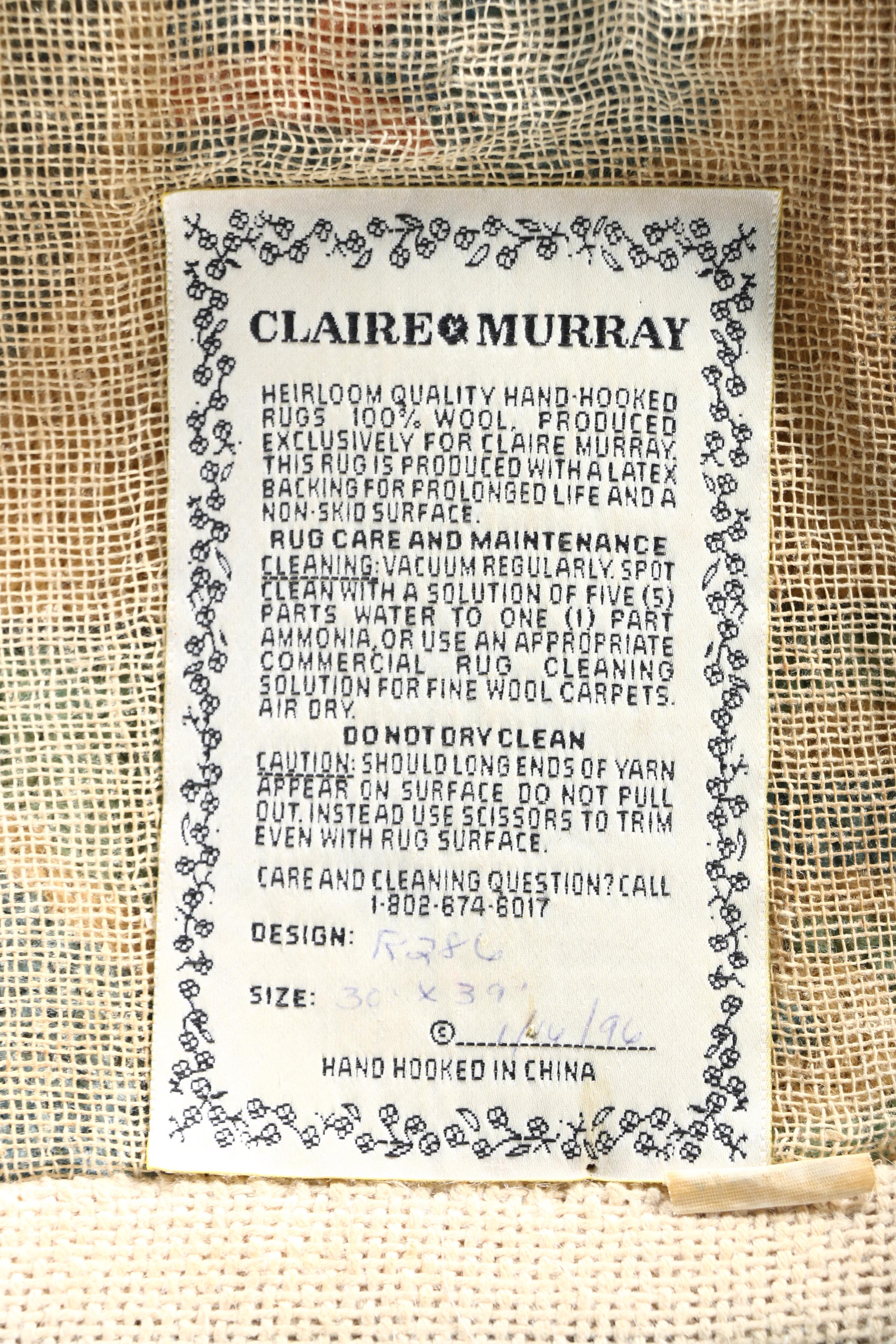 Pair of Claire Murray Hand Hooked Pictorial Rugs