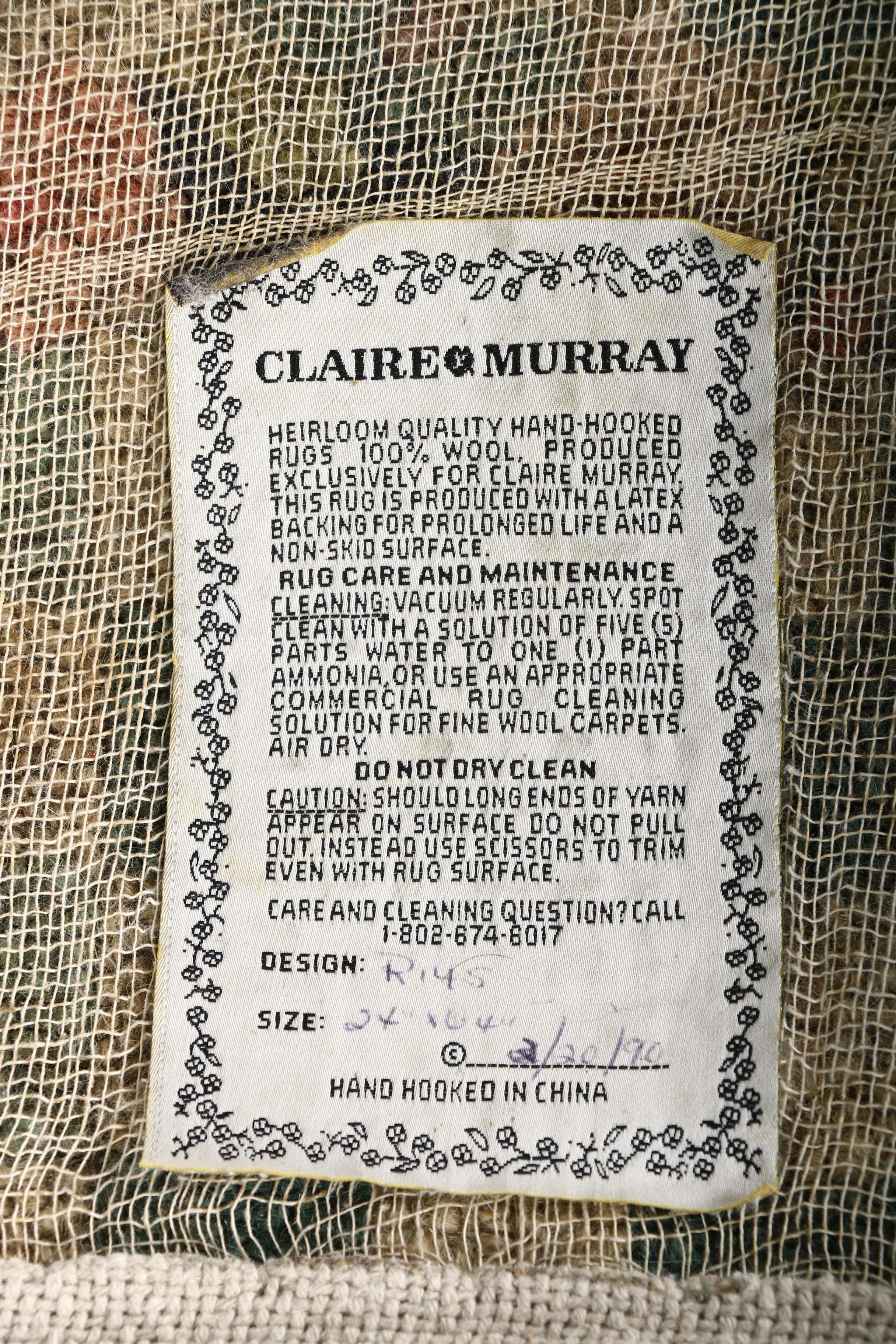 Pair of Claire Murray Hand Hooked Pictorial Rugs