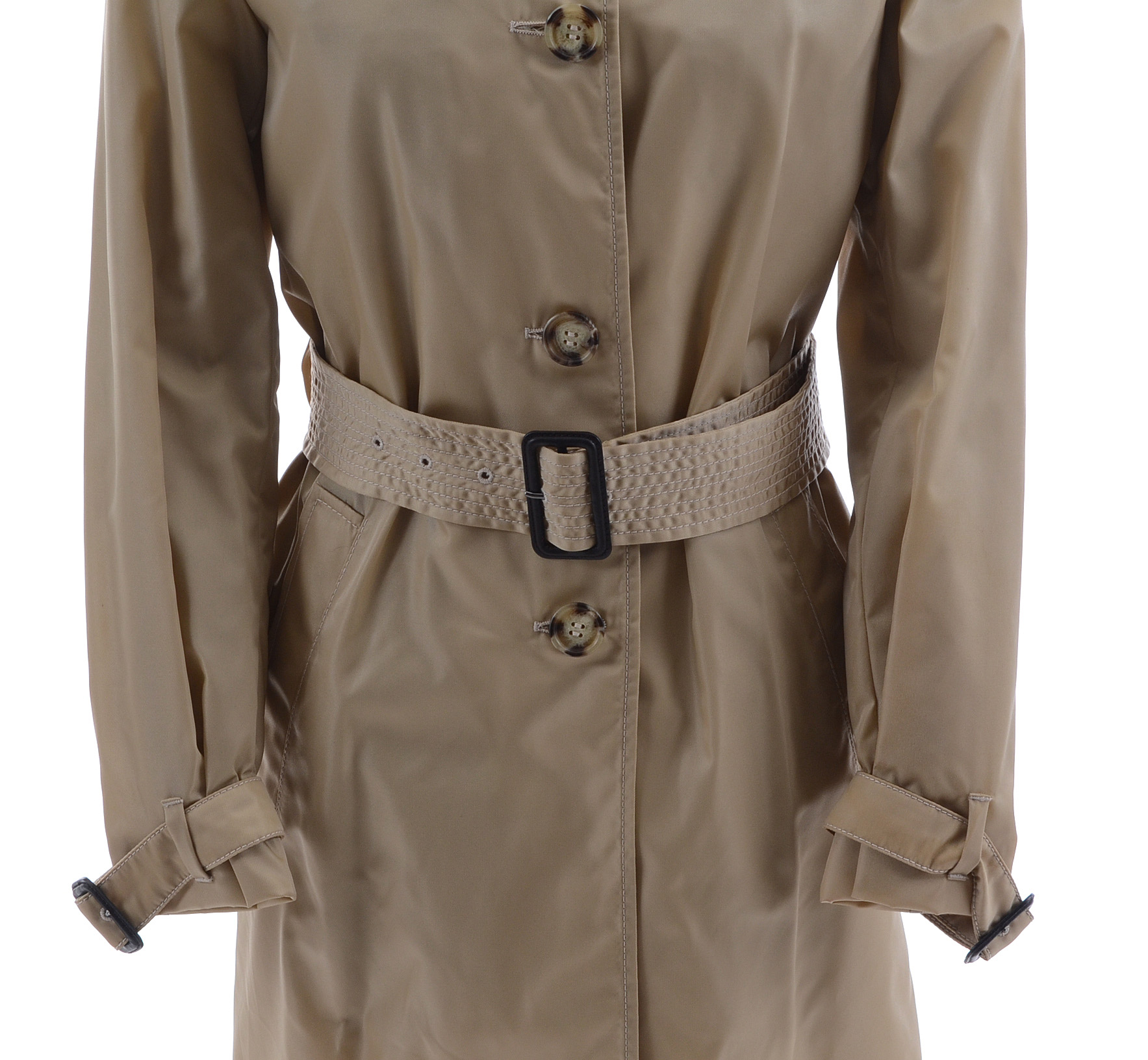 Prada Impermeable Nylon Trench in Corda with Tie Belt and Leather Buckles, New With Tags