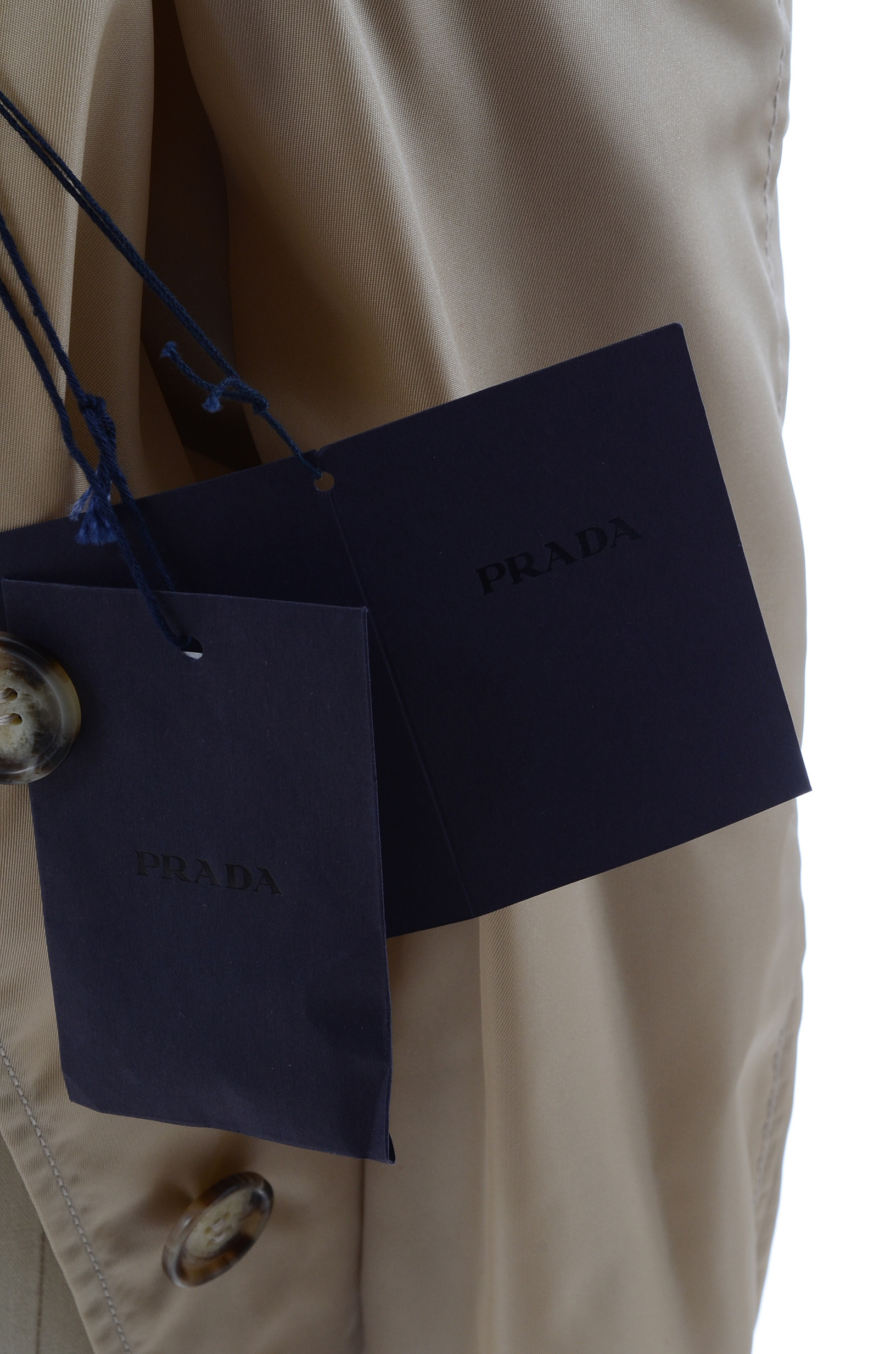 Prada Impermeable Nylon Trench in Corda with Tie Belt and Leather Buckles, New With Tags
