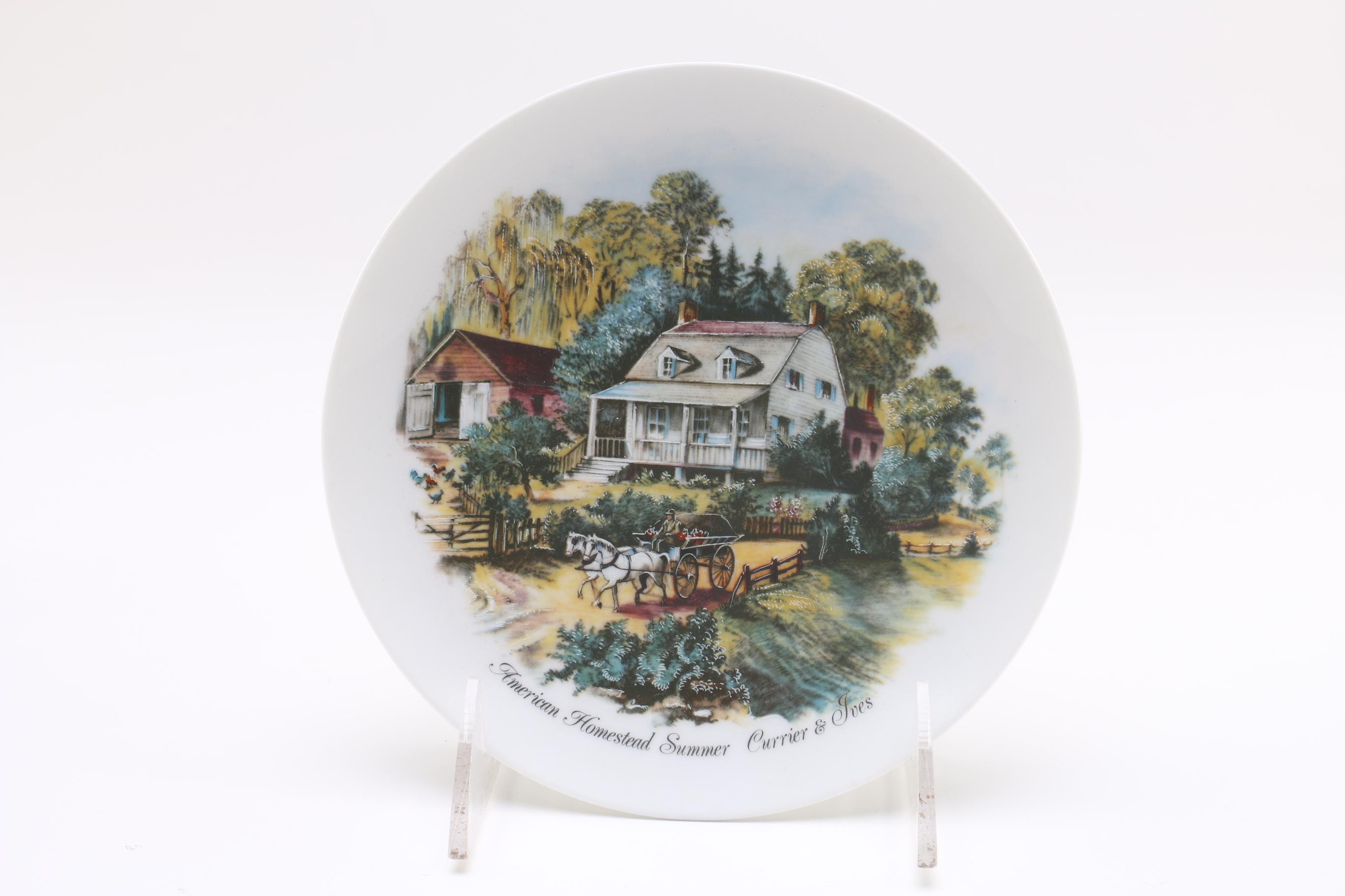 Vintage Plates: Currier & Ives "Four Seasons" and Sebring "Chantilly" Circa 1987 and 1948