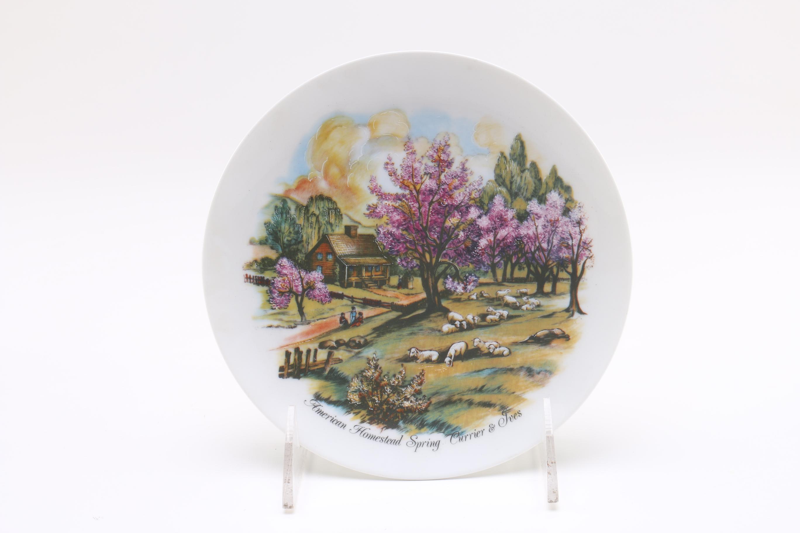 Vintage Plates: Currier & Ives "Four Seasons" and Sebring "Chantilly" Circa 1987 and 1948