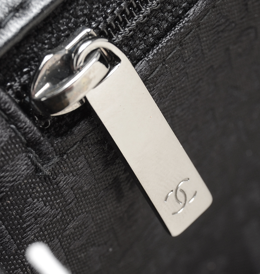 Chanel Black and White Silk Coco Mademoiselle Print Lambskin Leather Flapbag