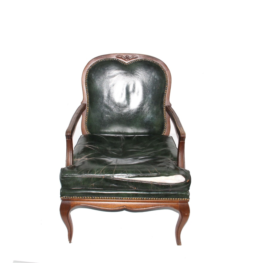 Vintage Louis XV Style Leather Armchair by Century Chair Company
