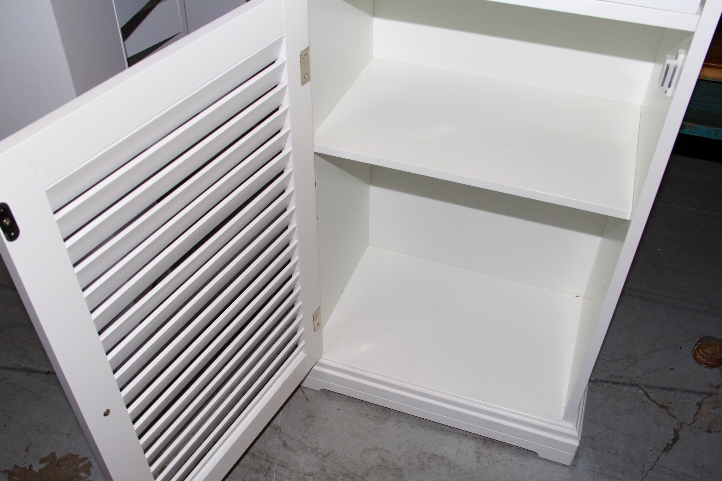 Contemporary Louvered Storage Cabinet