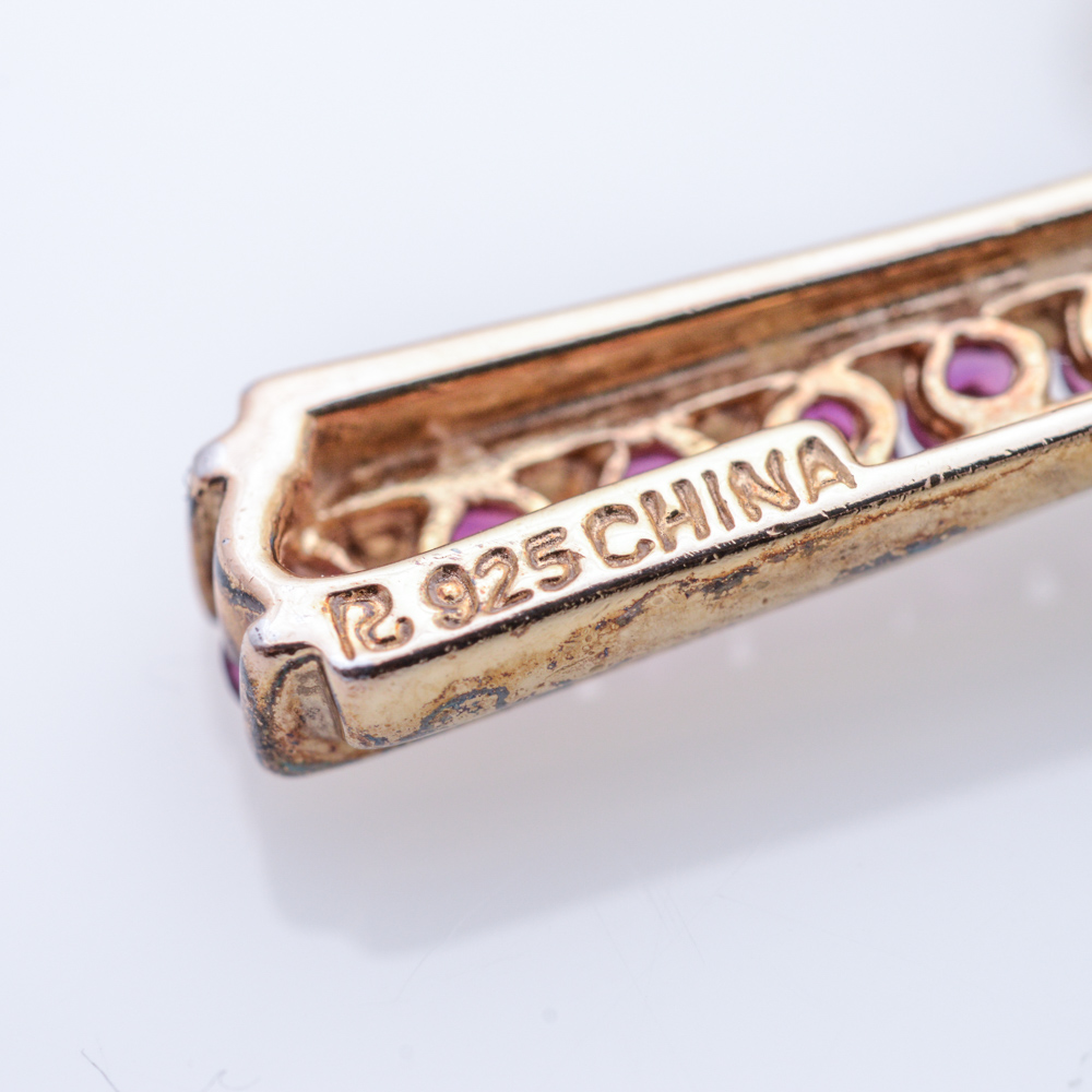 Gold Plated Sterling Silver Cross Charm Bracelet and Pendant