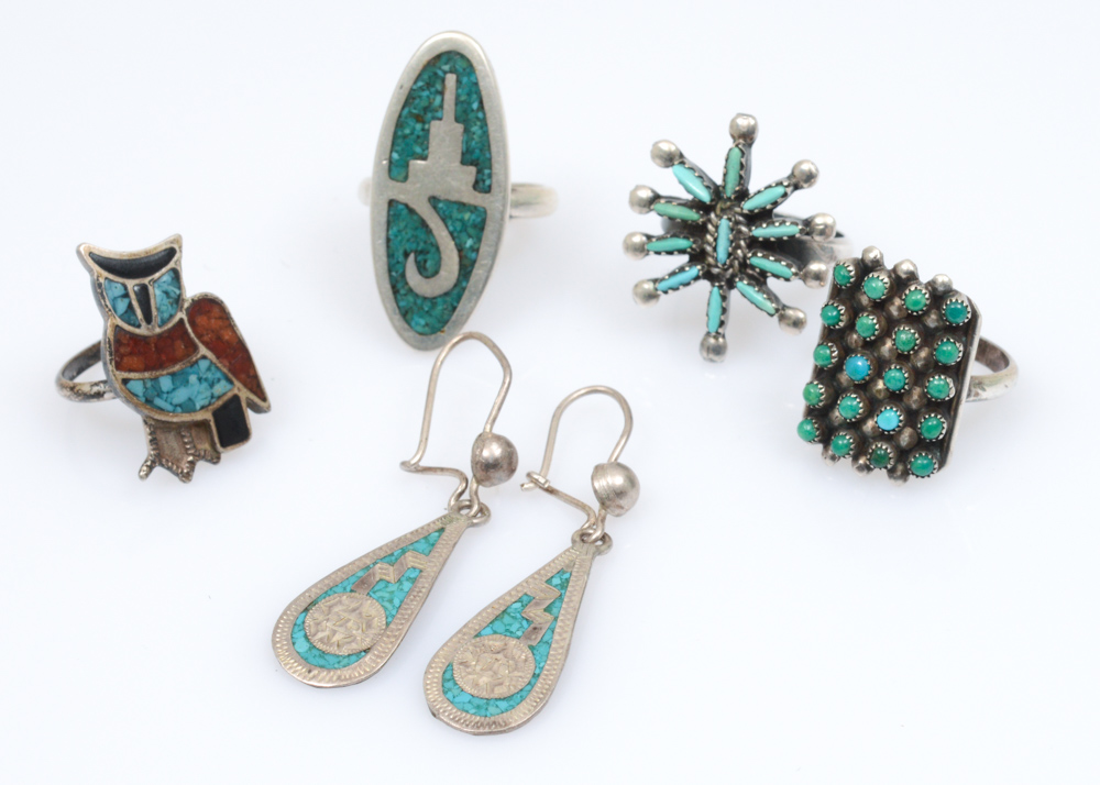 Native American Style Sterling Silver Jewelry with Turquoise